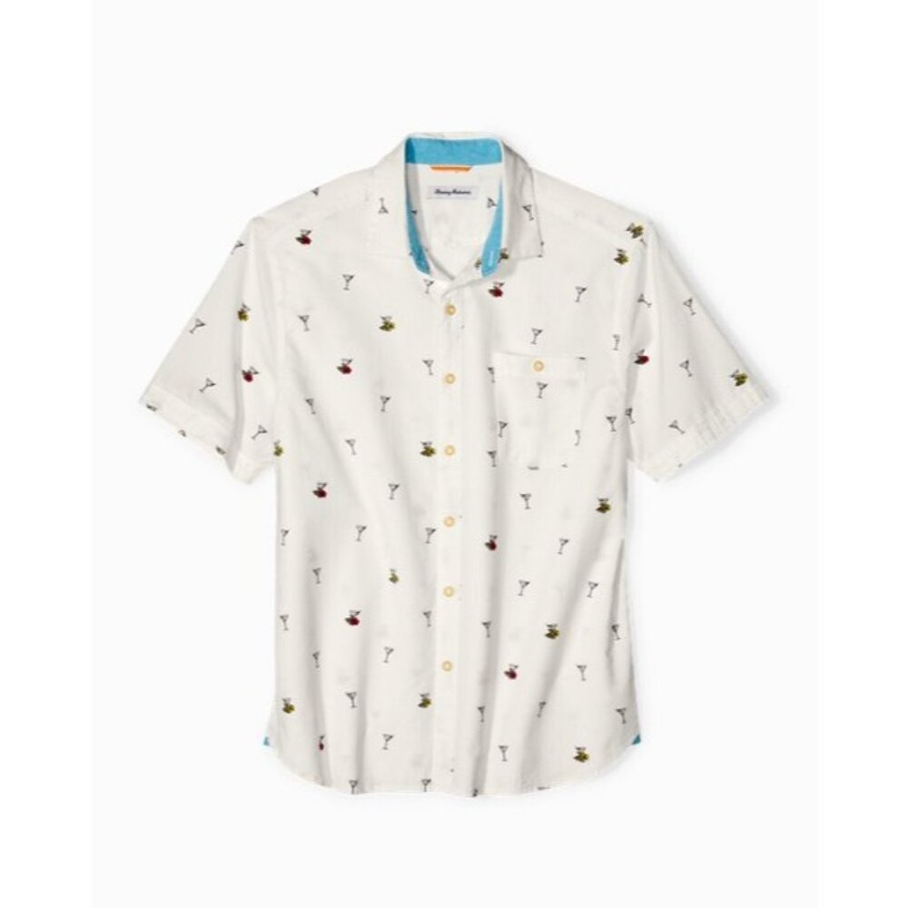 Tommy Bahama Men’s Size Large White Mix Master Camp Martini Button Down Shirt